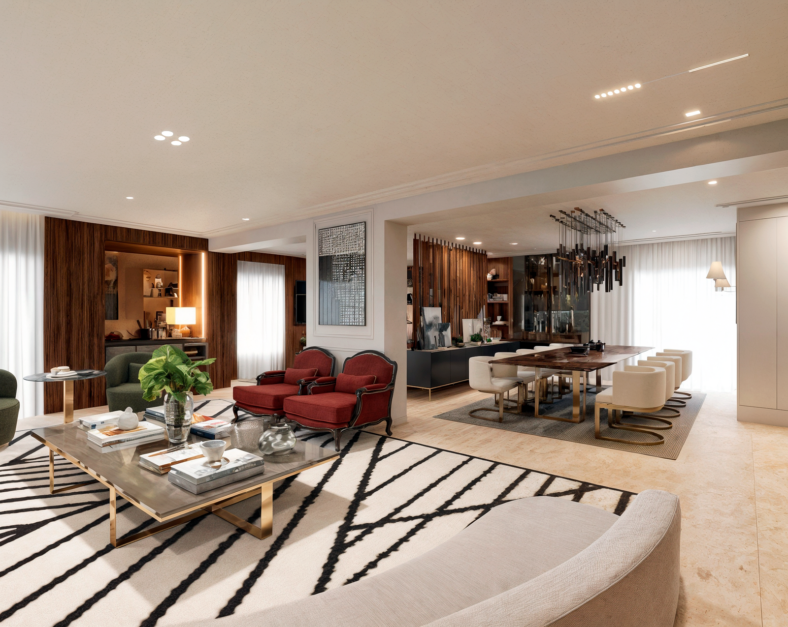 Detalhe de renderização 3D de uma bancada de mármore